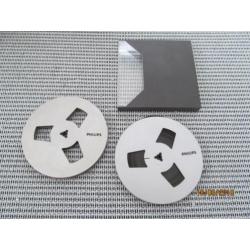 2 Philips Alluminium kleurige spoelen met en zonder band.