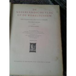 Antiek boek-de nederlandse vlag op de wereldzeeën