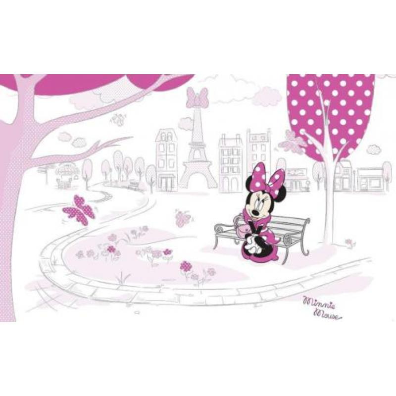 Minnie in Parijs fotobehang, Minnie vliesbehang 400x250 cm