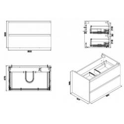 Vision losse onderkast+2 laden 80x47 wit
