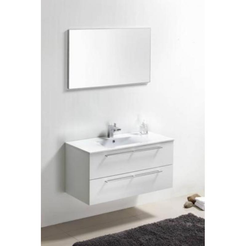 Badmeubel Roma 100 Cm Hoogglans Wit/Hoogglans Antraciet