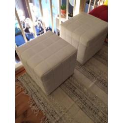 2x poef wit, skai 40x40x40cm Nieuw