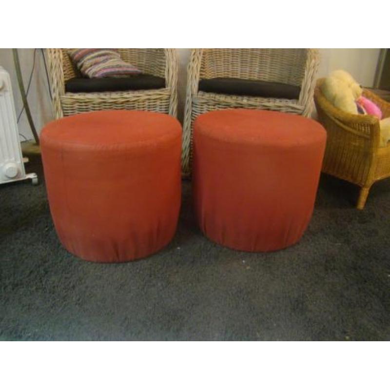 poefen 2 stuks rood / oranje stof