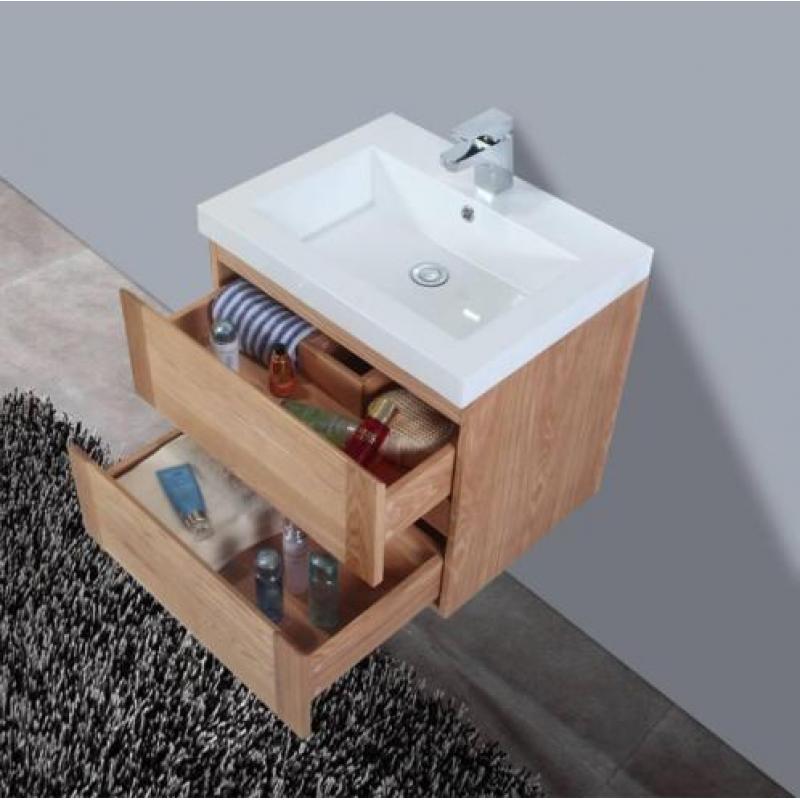 Badmeubel Trend Wood 60Cm Massief Geolied Eiken