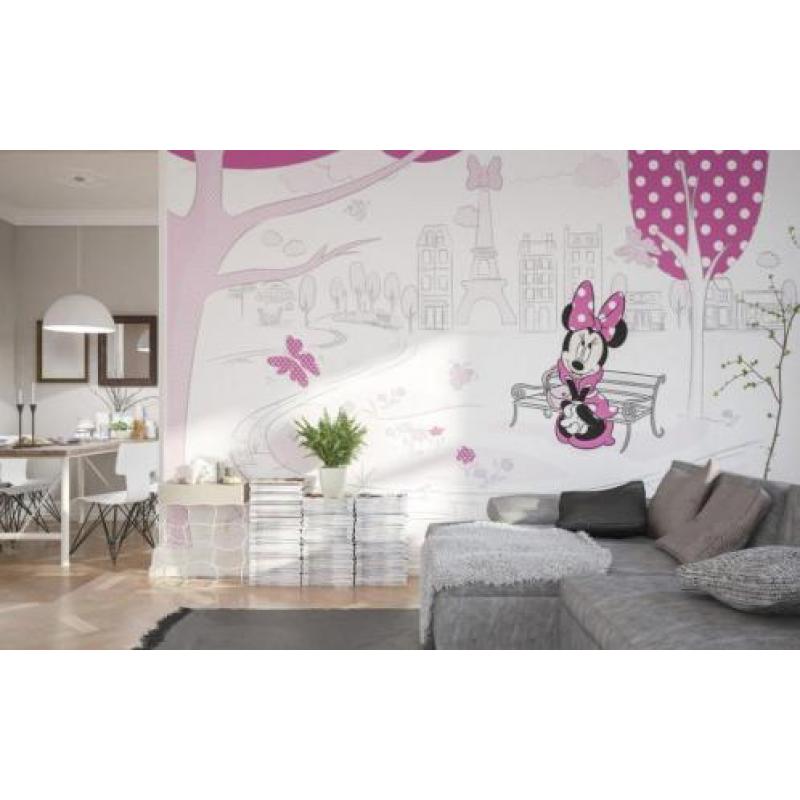 Minnie in Parijs fotobehang, Minnie vliesbehang 400x250 cm