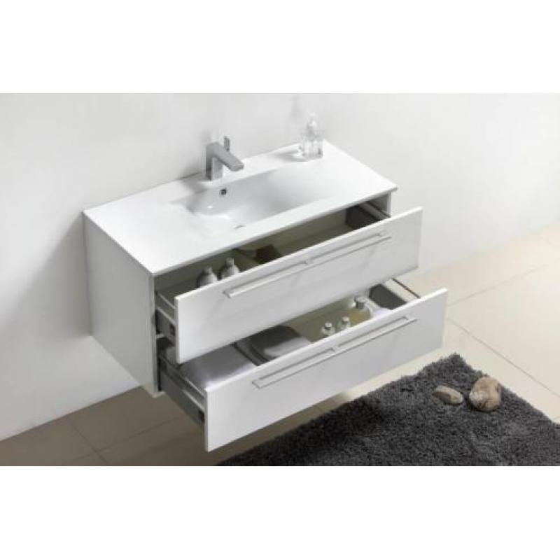 Badmeubel Roma 100 Cm Hoogglans Wit/Hoogglans Antraciet