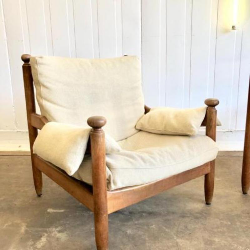 Vintage safari lounge stoel scandinavian design