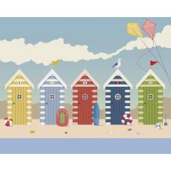 Strandhuisjes vliesbehang, Strandhuis behang