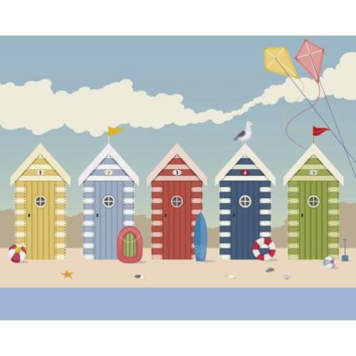 Strandhuisjes vliesbehang, Strandhuis behang